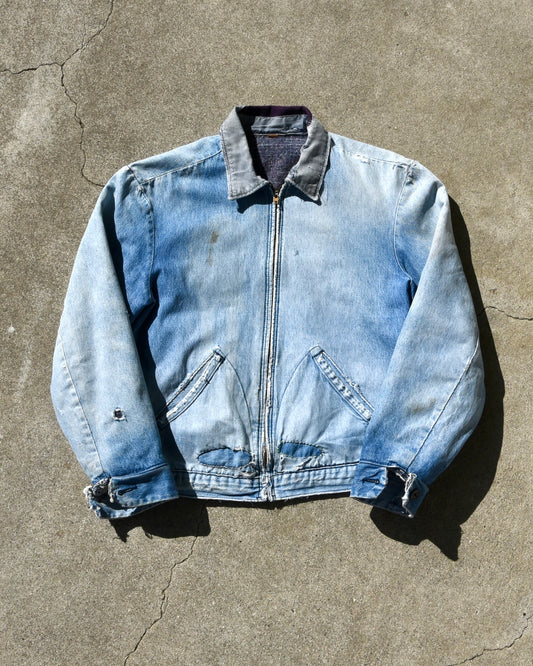 1970s Thrashed and Sun Faded Wrangler Public Center Works Denim Jacket