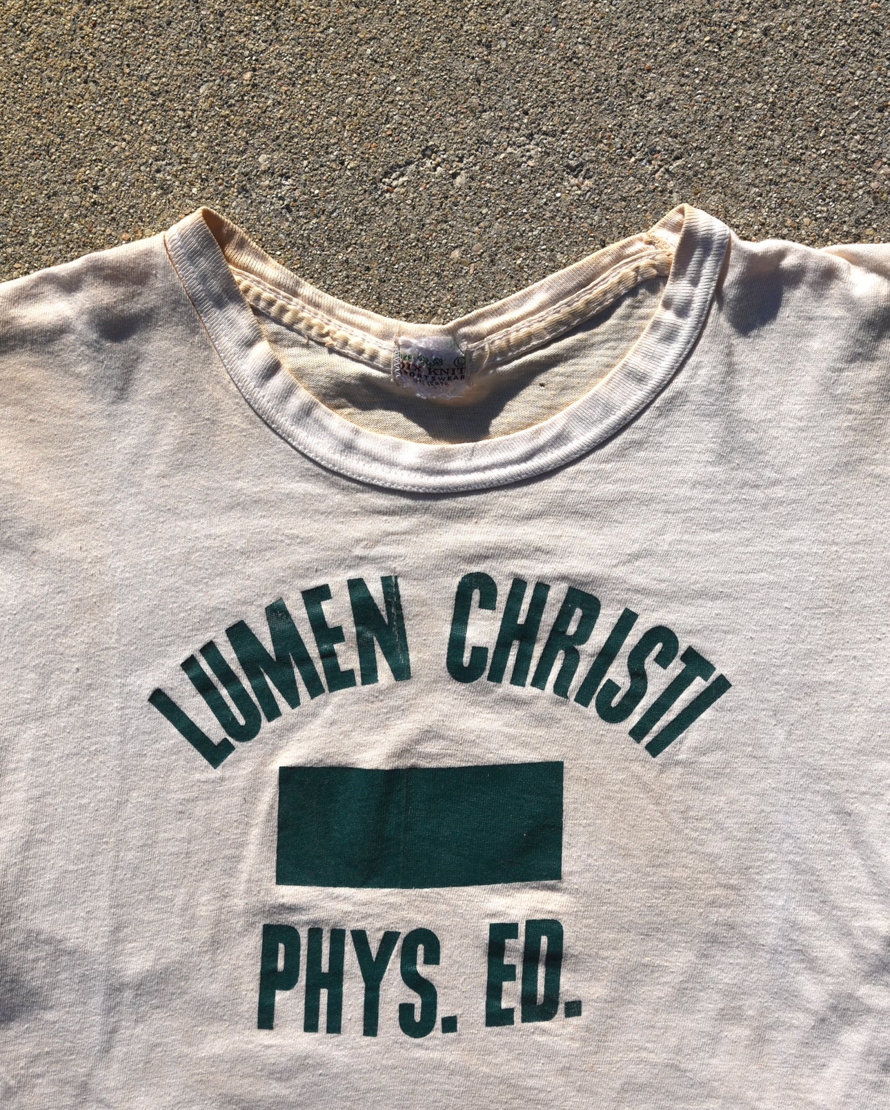 1940s Dix Knit Lumen Christi Phys Ed Tshirt Thrashed