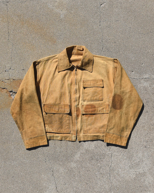 1940s Canvas Hunting Jacket - Buckle Back - Large