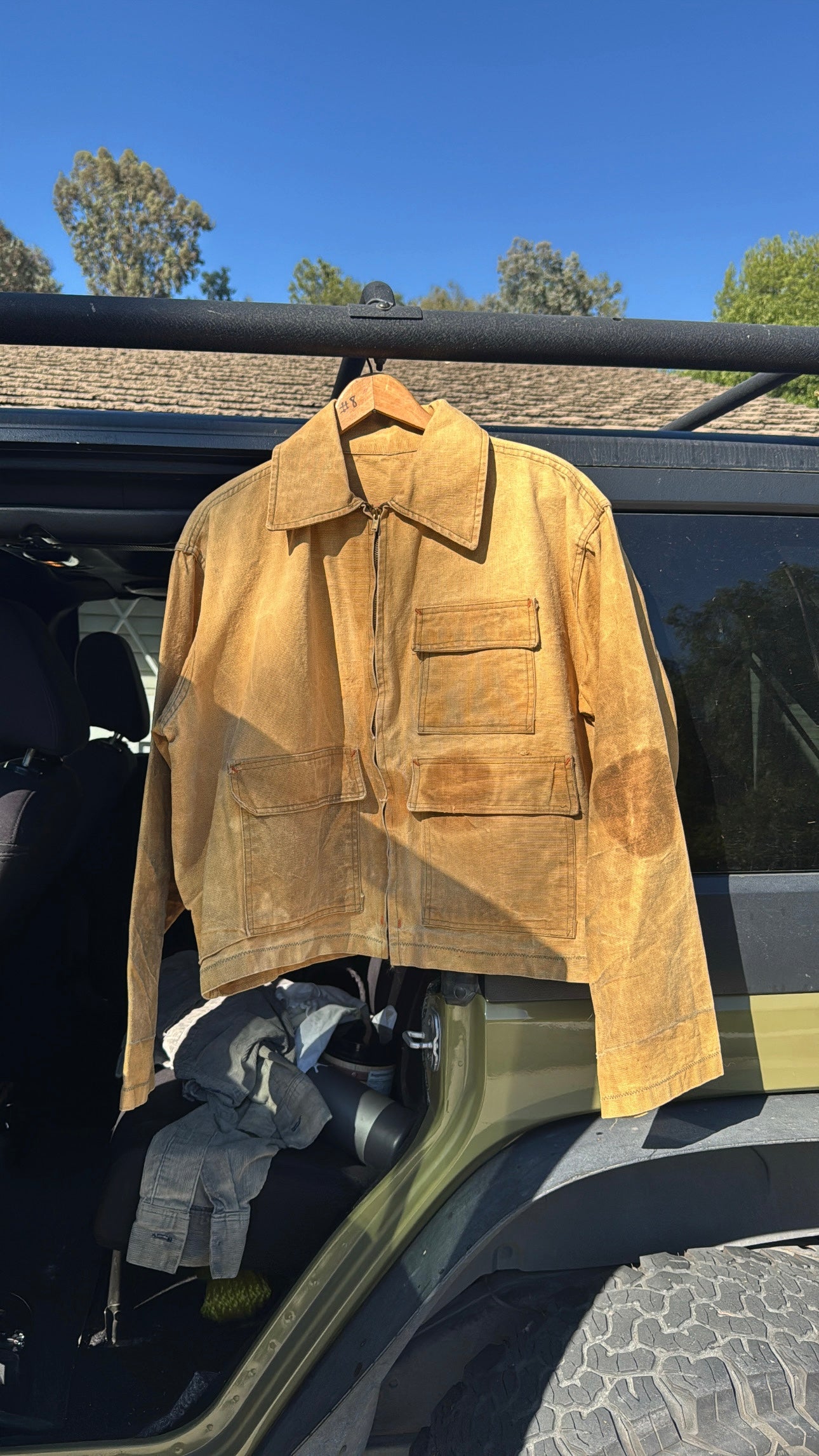 1940s Canvas Hunting Jacket - Buckle Back - Large