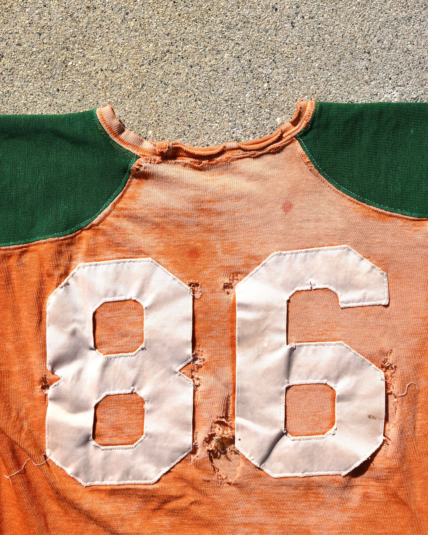 1950s Thrashed Sun Faded Rawlings Durene Two Tone Football Jersey