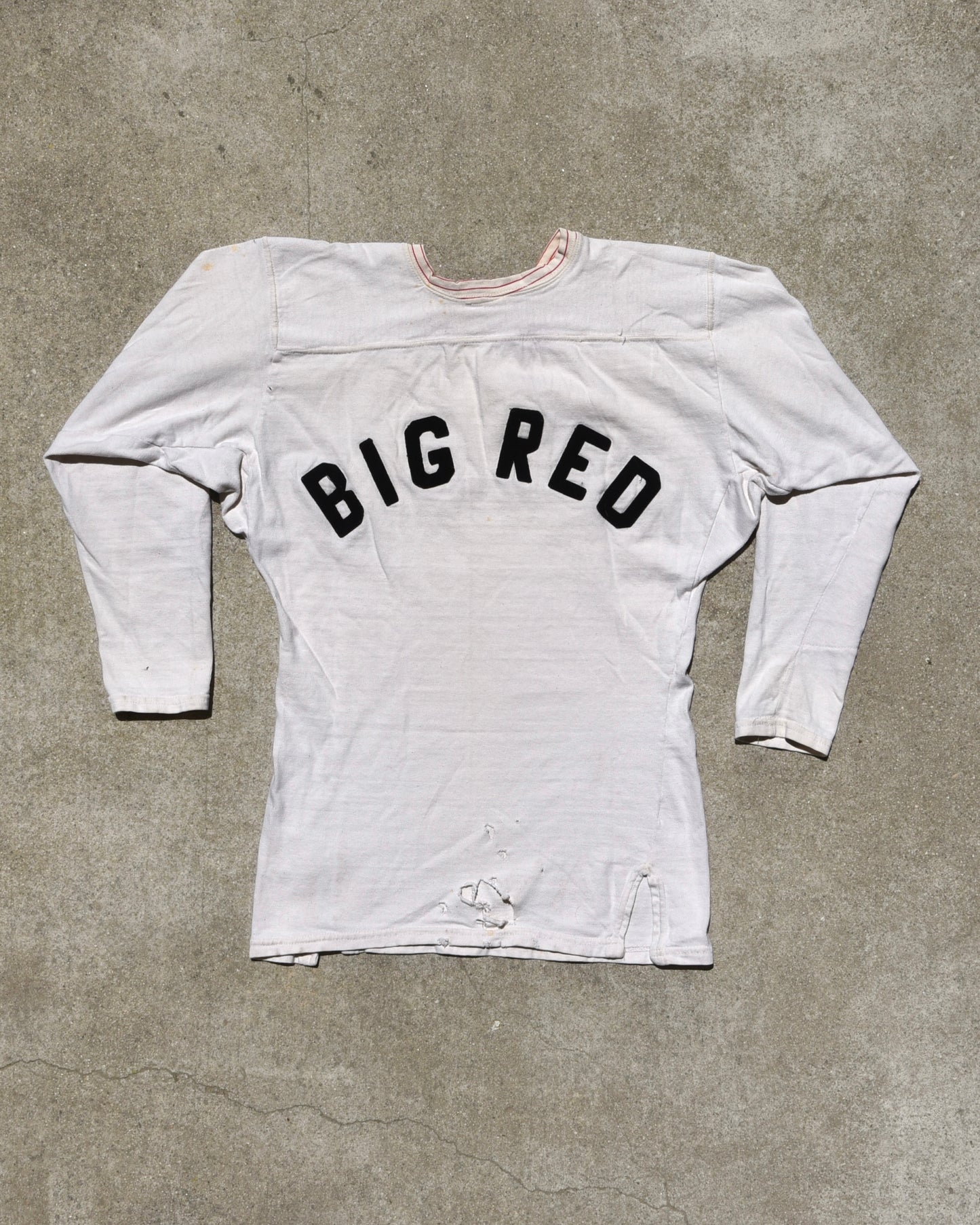 1960s Barons Big Red White Football Jersey Distressed Size Medium