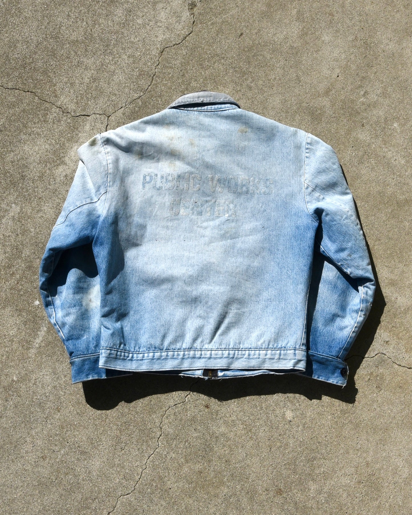 1970s Thrashed and Sun Faded Wrangler Public Center Works Denim Jacket