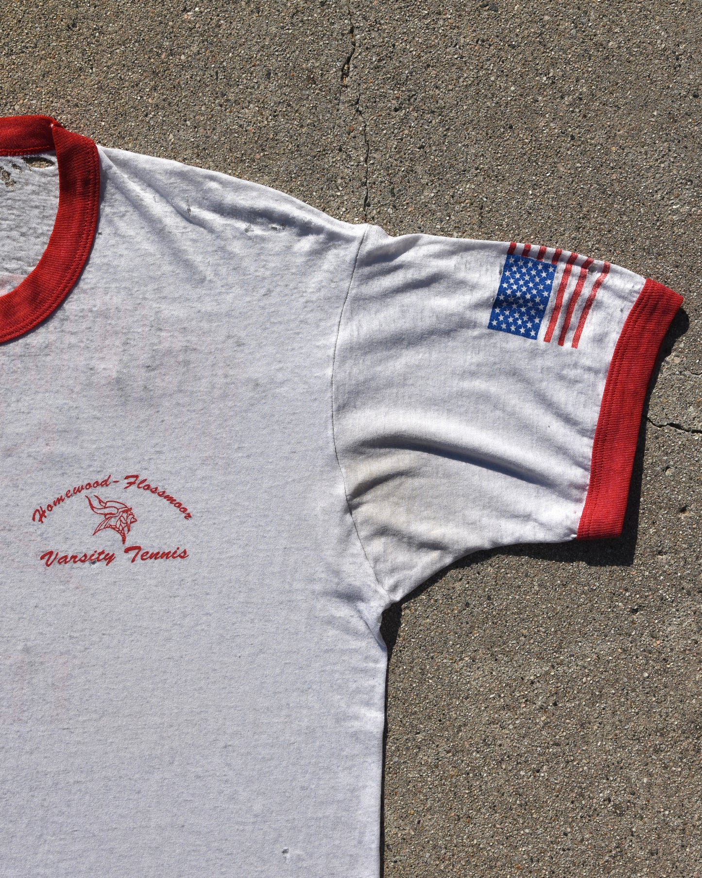 1970s Thrashed Homewood Flossmoor Tennis Ringer Tshirt - Paper Thin