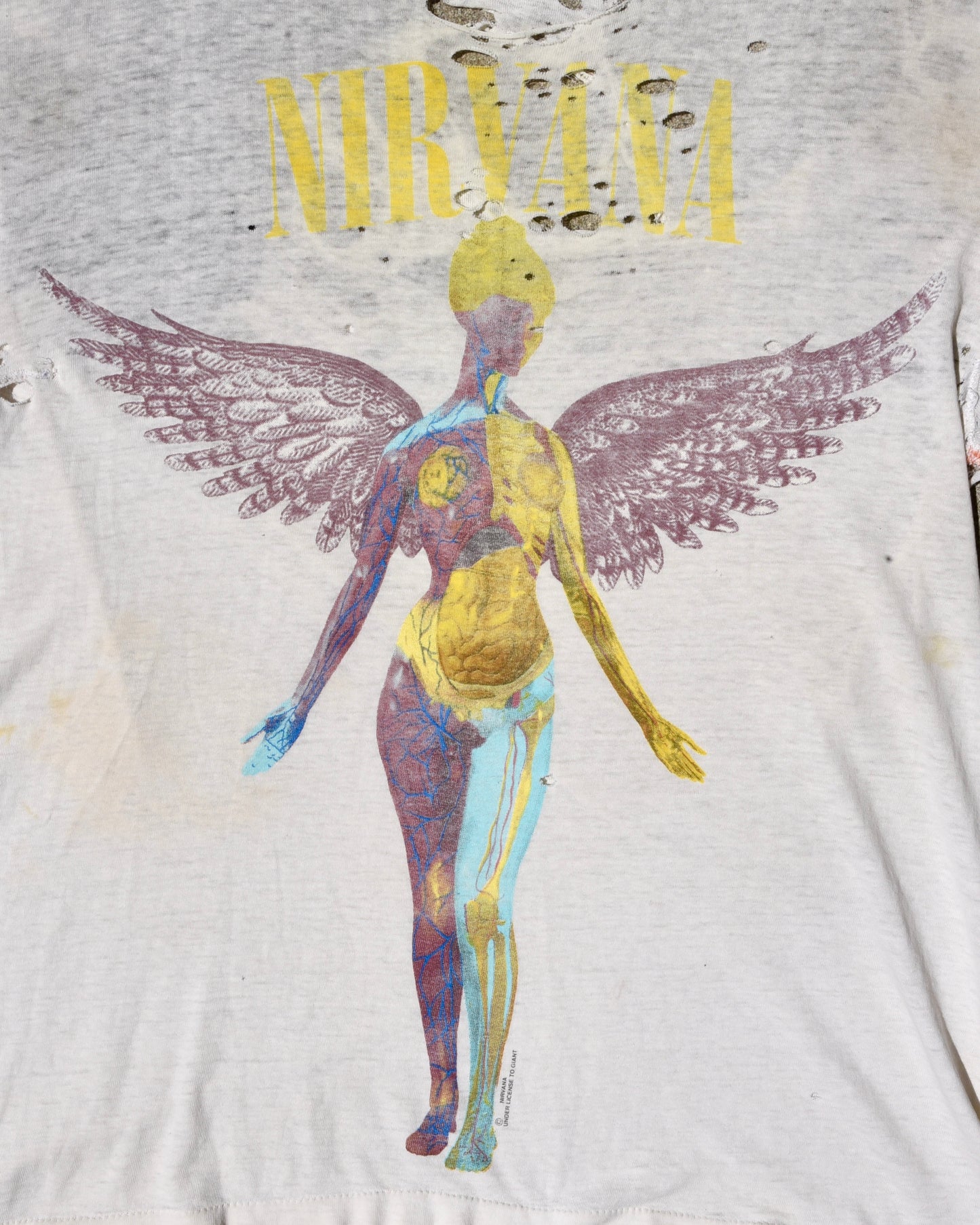 Thrashed 1993 Nirvana In Utero Tshirt - Giant