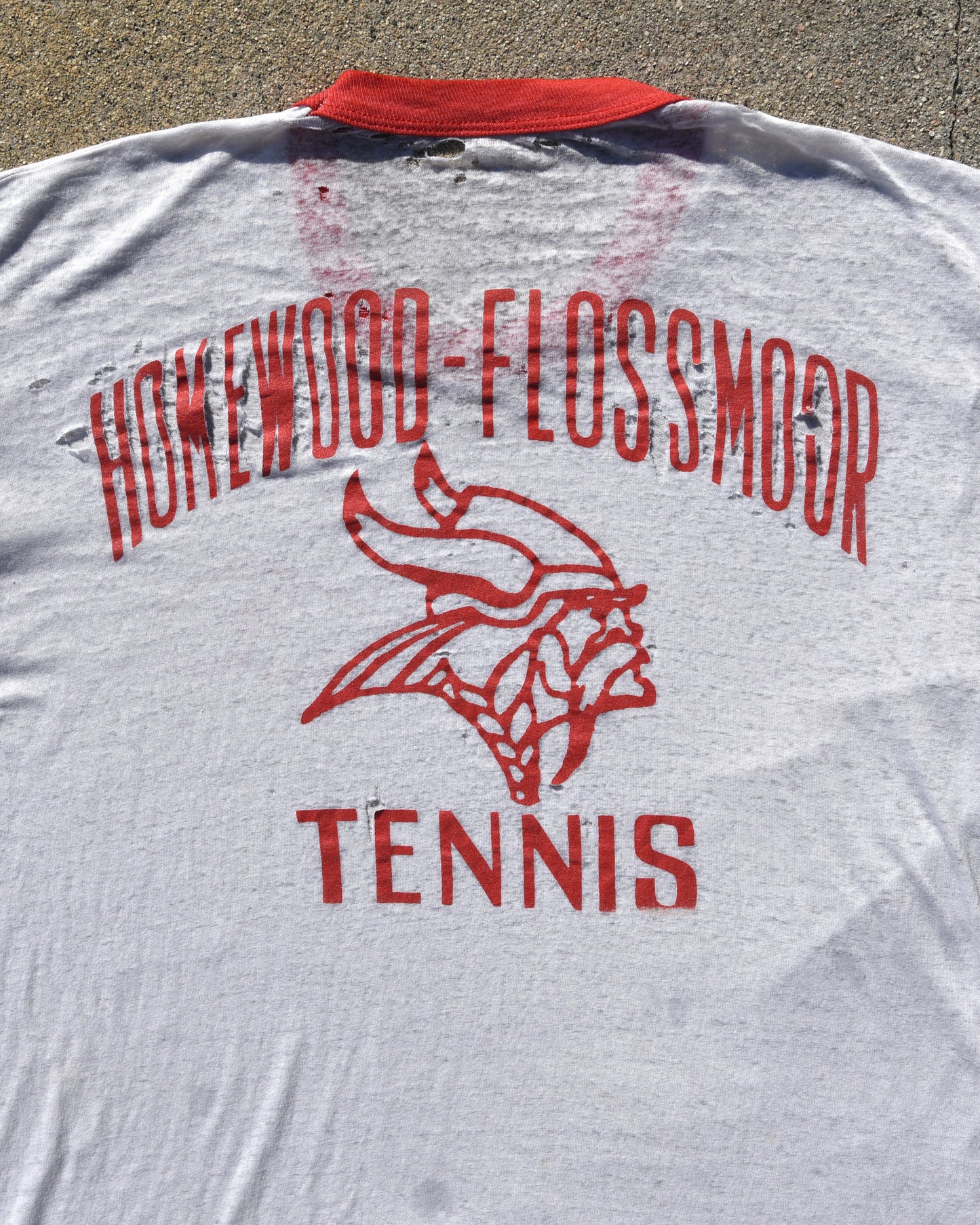 1970s Thrashed Homewood Flossmoor Tennis Ringer Tshirt - Paper Thin