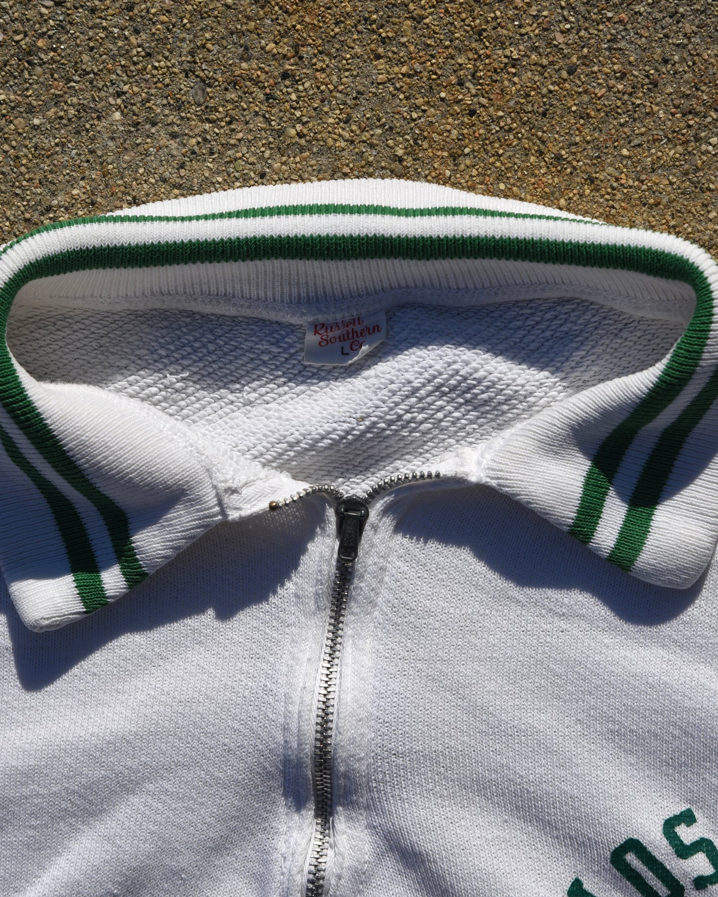1950s Russell Southern Los Alamos Swimming Ringer Quarter Zip Sweatshirt Large