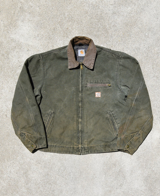 Carhartt Mens Medium J97 Mos Duck Canvas Detroit Jacket Green