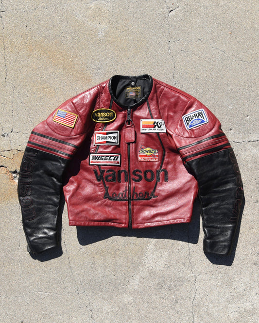 1990s Vanson Star Racing Motorcycle Jacket Size 42