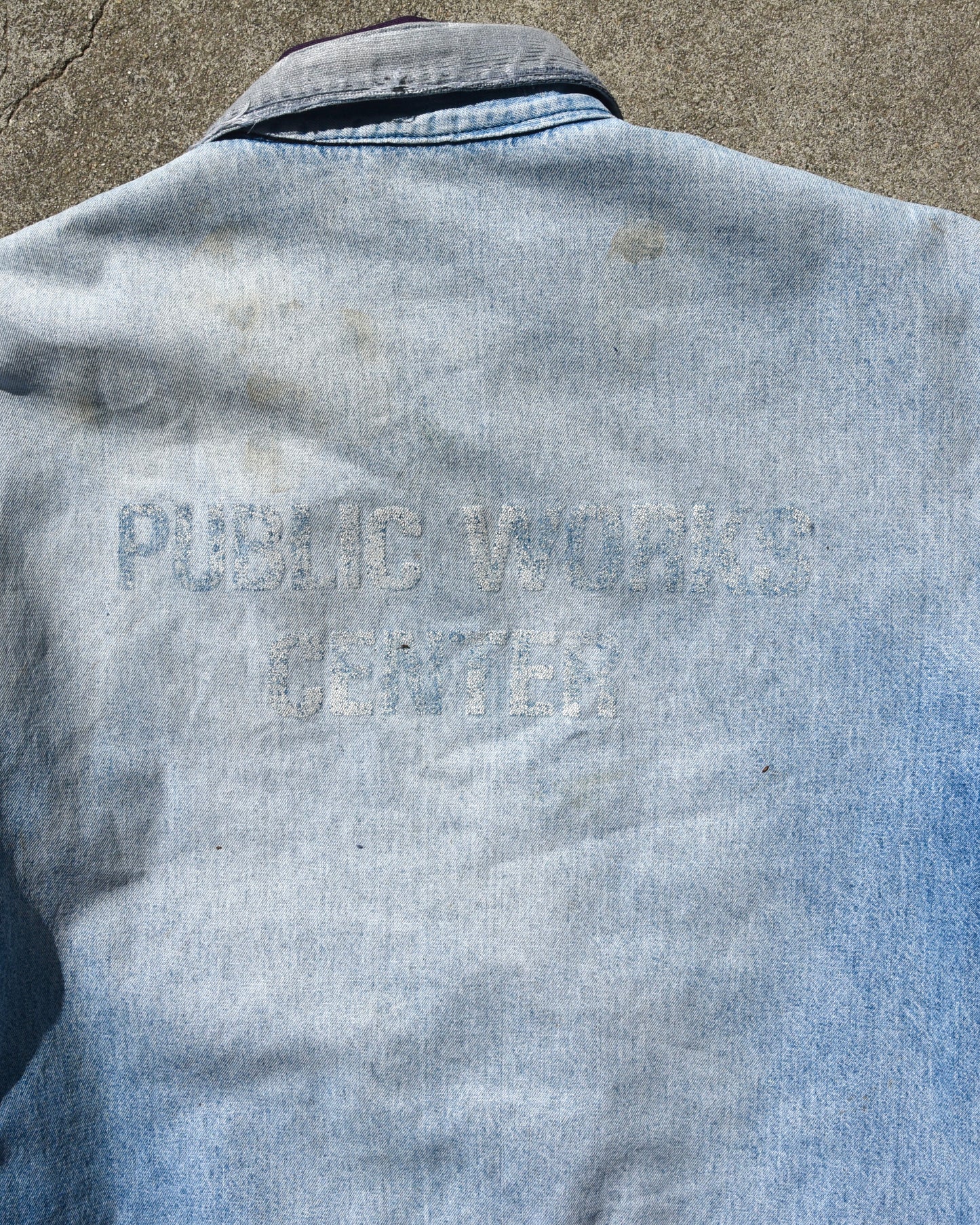 1970s Thrashed and Sun Faded Wrangler Public Center Works Denim Jacket