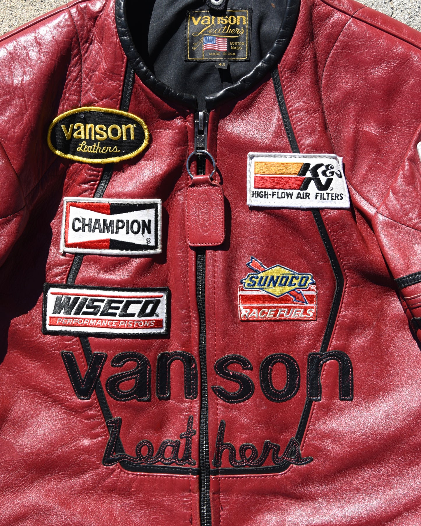 1990s Vanson Star Racing Motorcycle Jacket Size 42