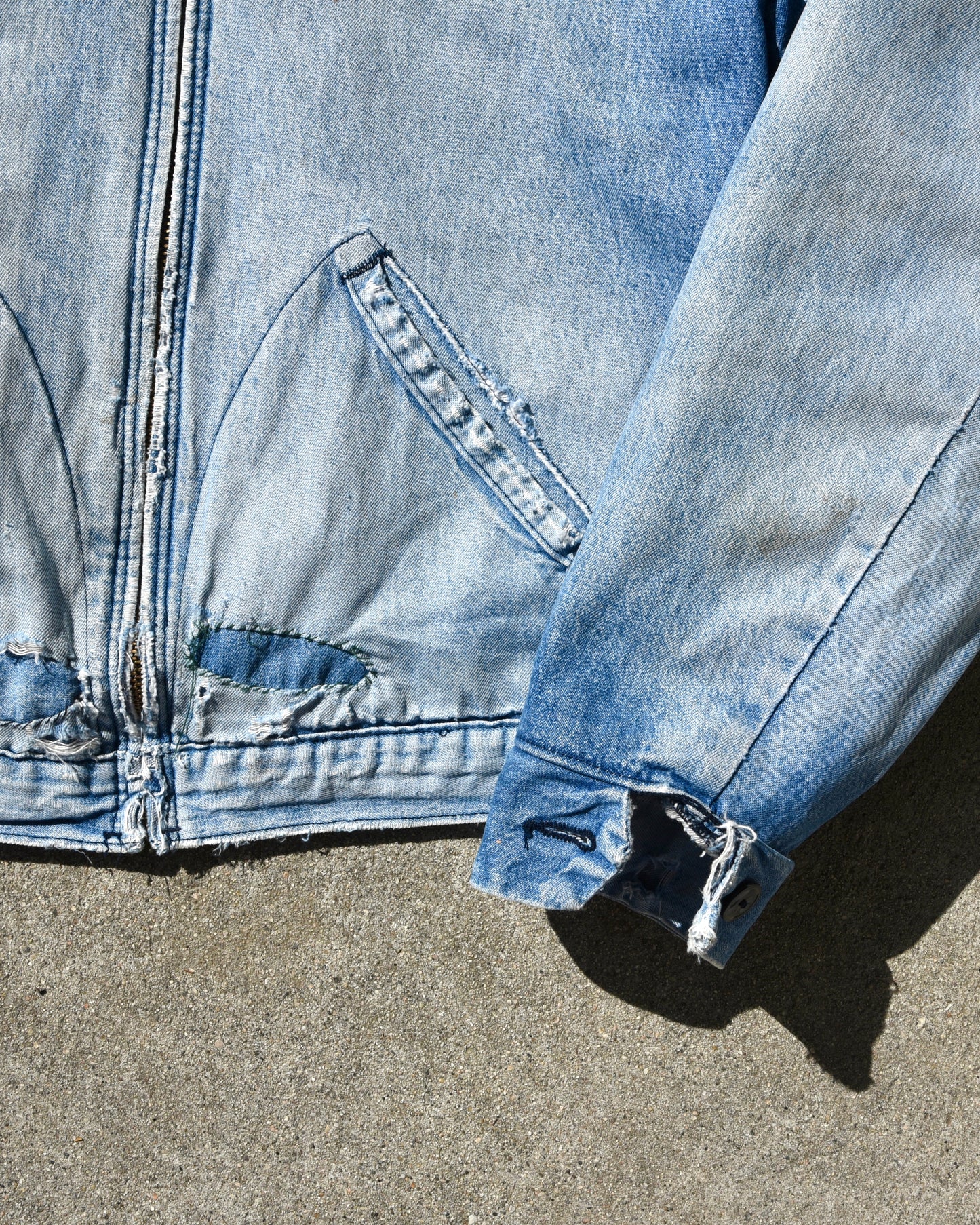 1970s Thrashed and Sun Faded Wrangler Public Center Works Denim Jacket