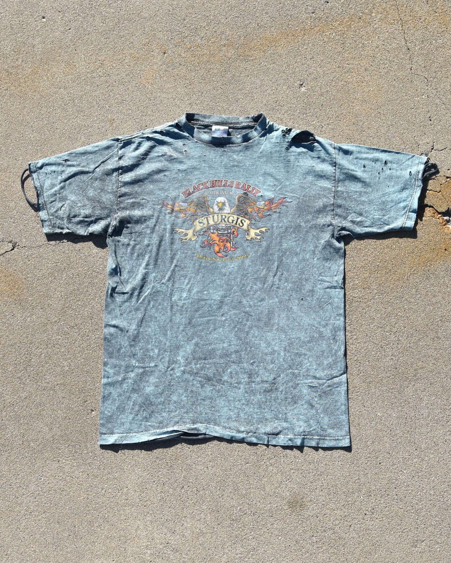 Y2K Thrashed Sturgis Motorcycle Rally Tshirt