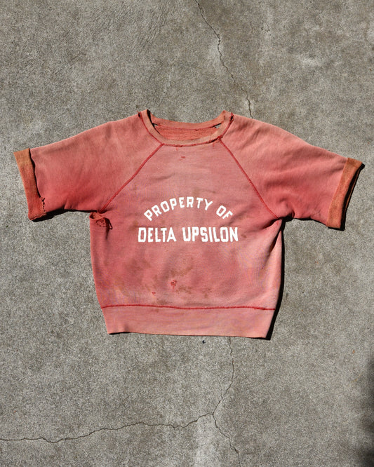 1960s Fraternity Property Of Delta Upsilon Sun Faded Thrashed Sweatshirt