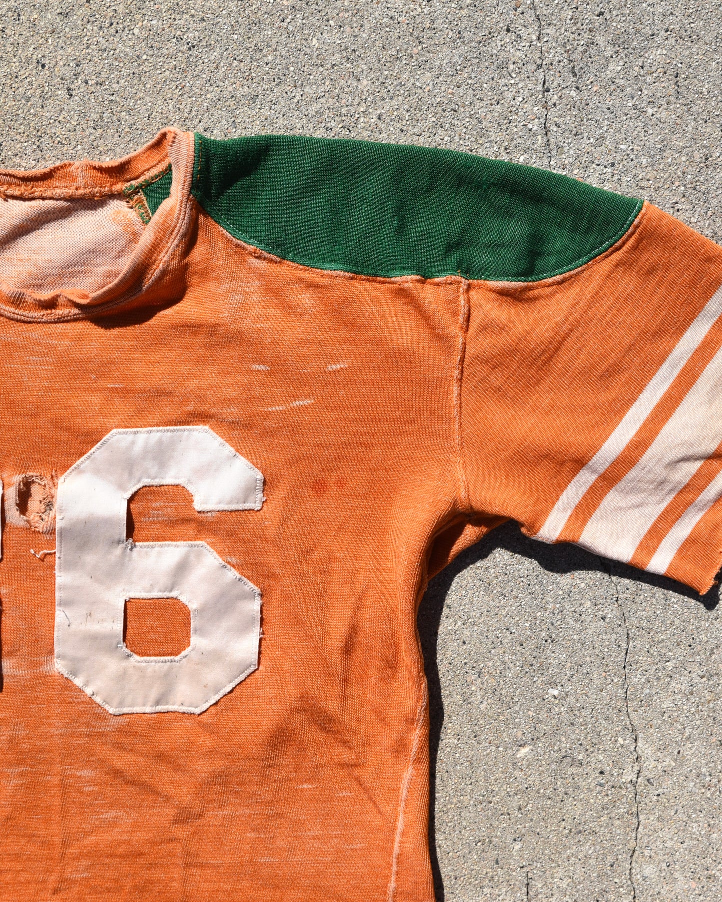 1950s Thrashed Sun Faded Rawlings Durene Two Tone Football Jersey