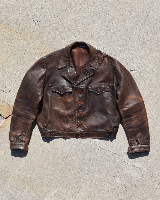 1930s French Cyclist Horsehide Leather Jacket