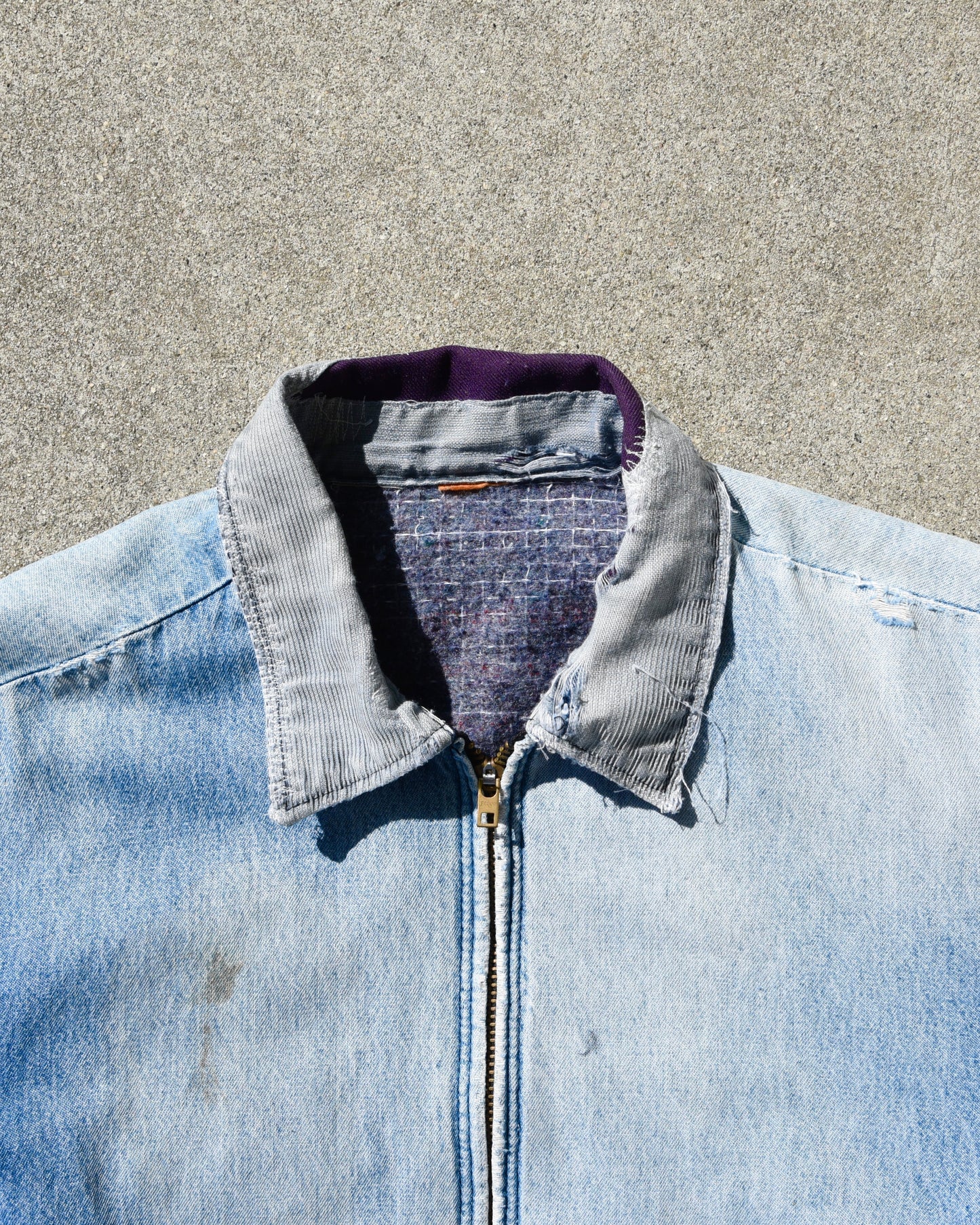 1970s Thrashed and Sun Faded Wrangler Public Center Works Denim Jacket