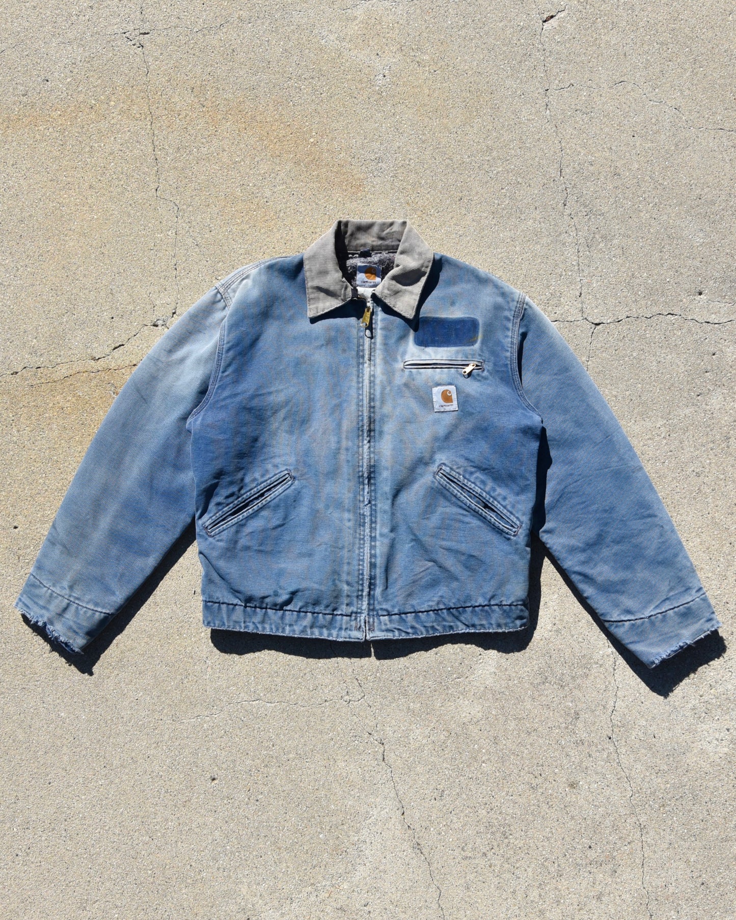 Carhartt J01 NVY Detroit Canvas Jacket Blanket Lined Medium Faded