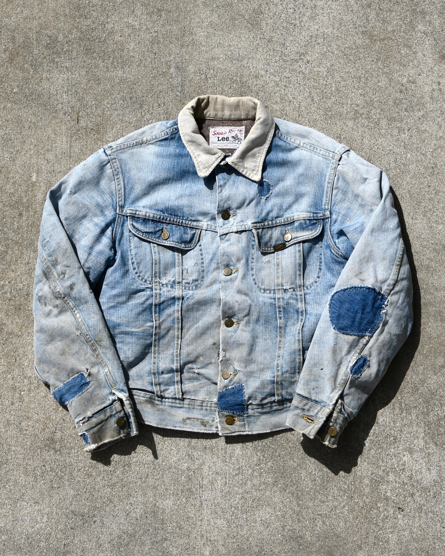 1970s Lee Storm Rider Wool Lined Denim Jacket Union Made Thrashed