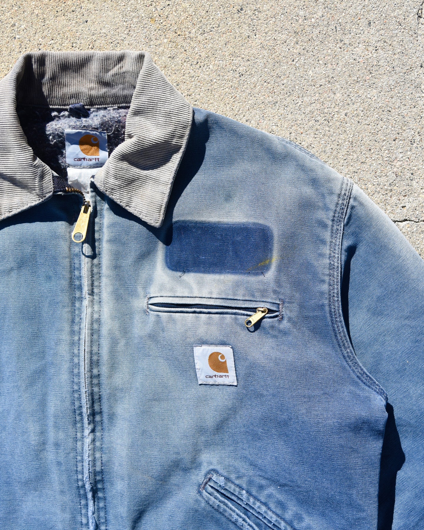 Carhartt J01 NVY Detroit Canvas Jacket Blanket Lined Medium Faded