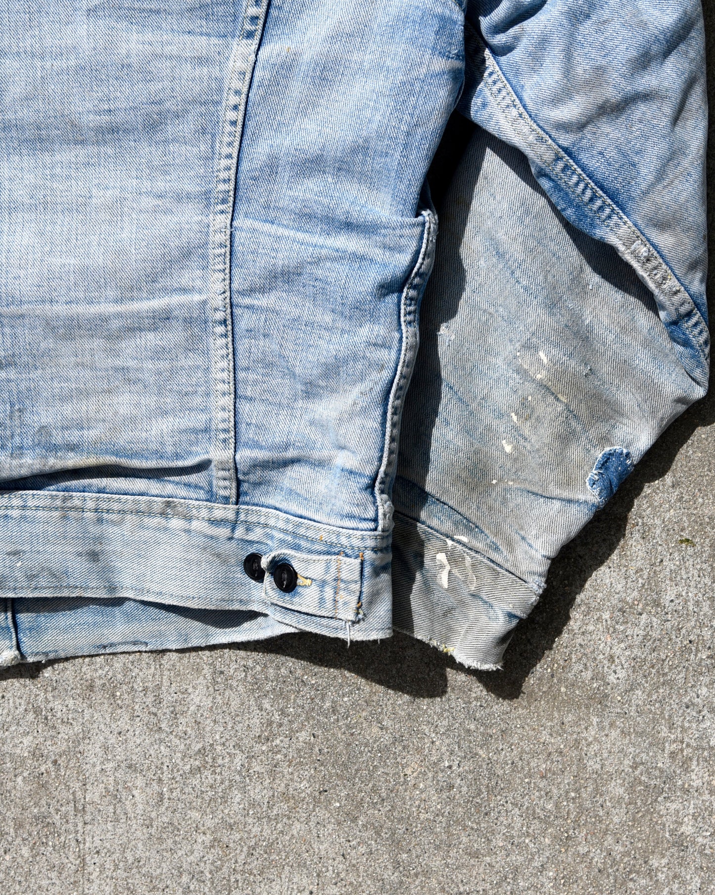 1970s Lee Storm Rider Wool Lined Denim Jacket Union Made Thrashed