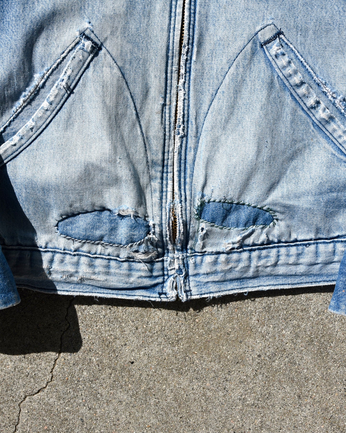1970s Thrashed and Sun Faded Wrangler Public Center Works Denim Jacket