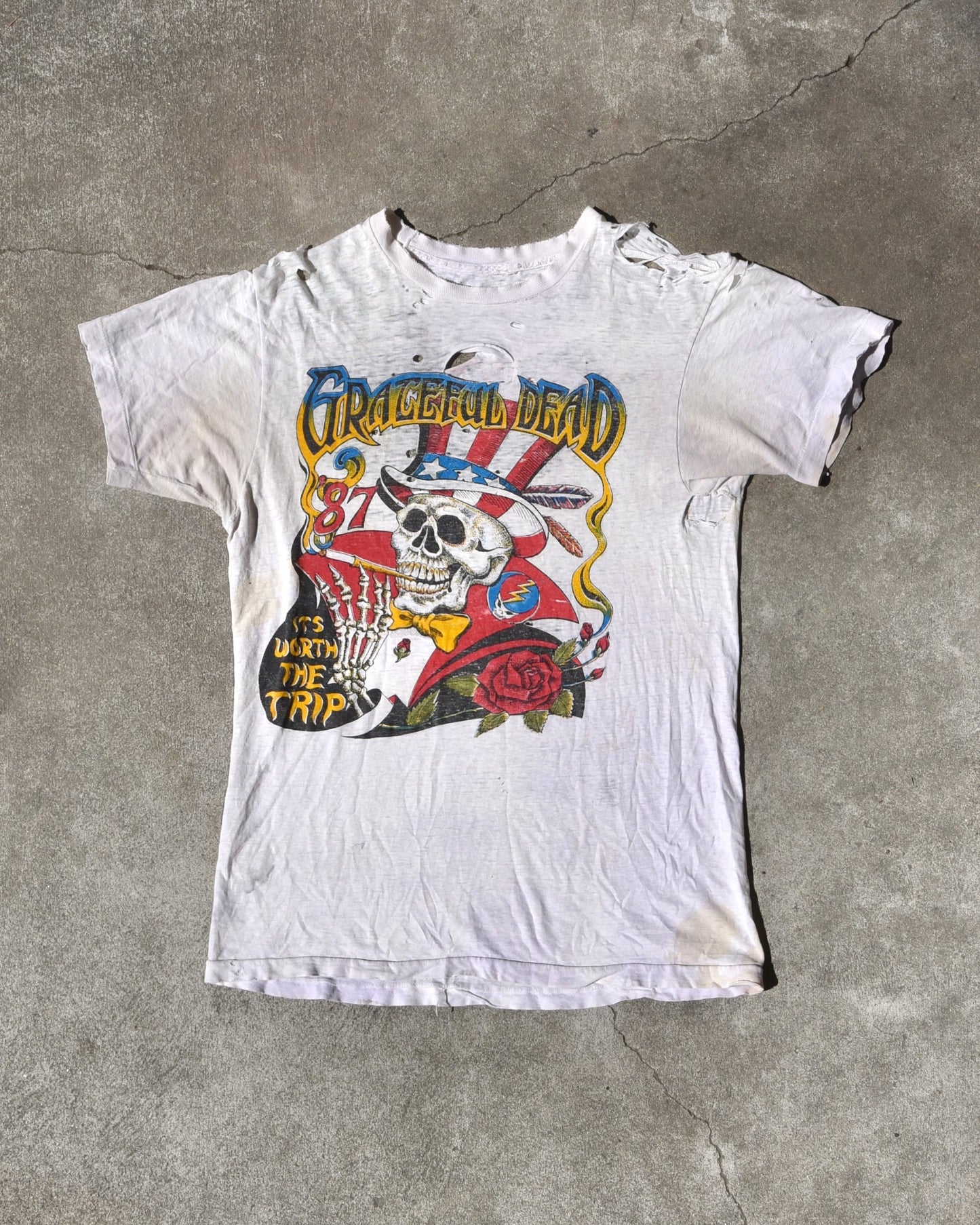 1987 Thrashed Grateful Dead Bob Dylan Alone + Together Tshirt