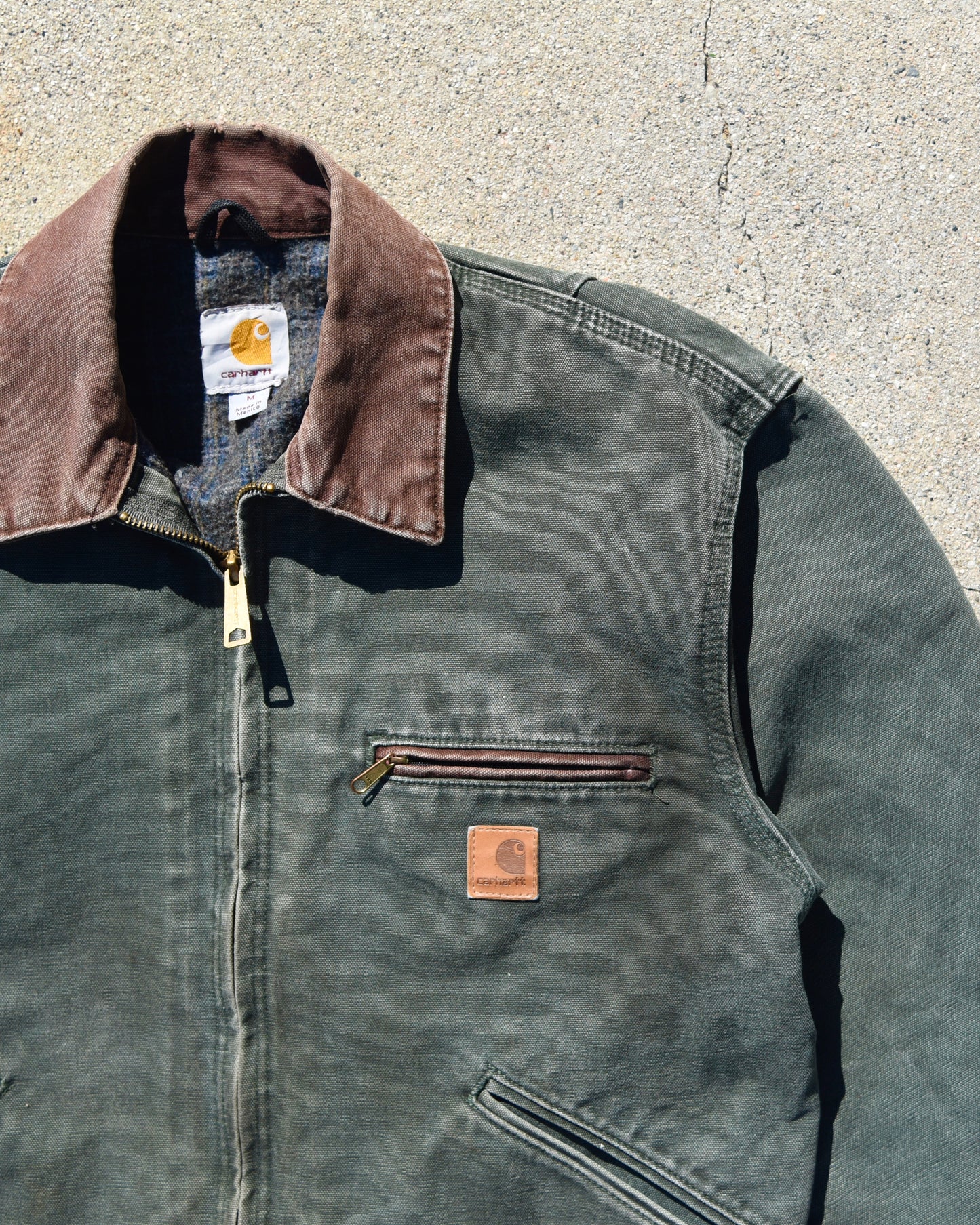 Carhartt Detroit Jacket J97 MOS Moss Green Blanket Lined Medium