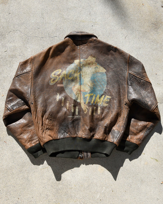 Avirex Sack Time Pinup Girl Leather Bomber Jacket