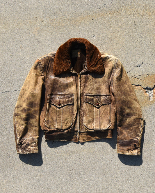 1940s LaPlaya Marlboro Spitfire Horsehide And Alpaca Lined Bomber Jacket