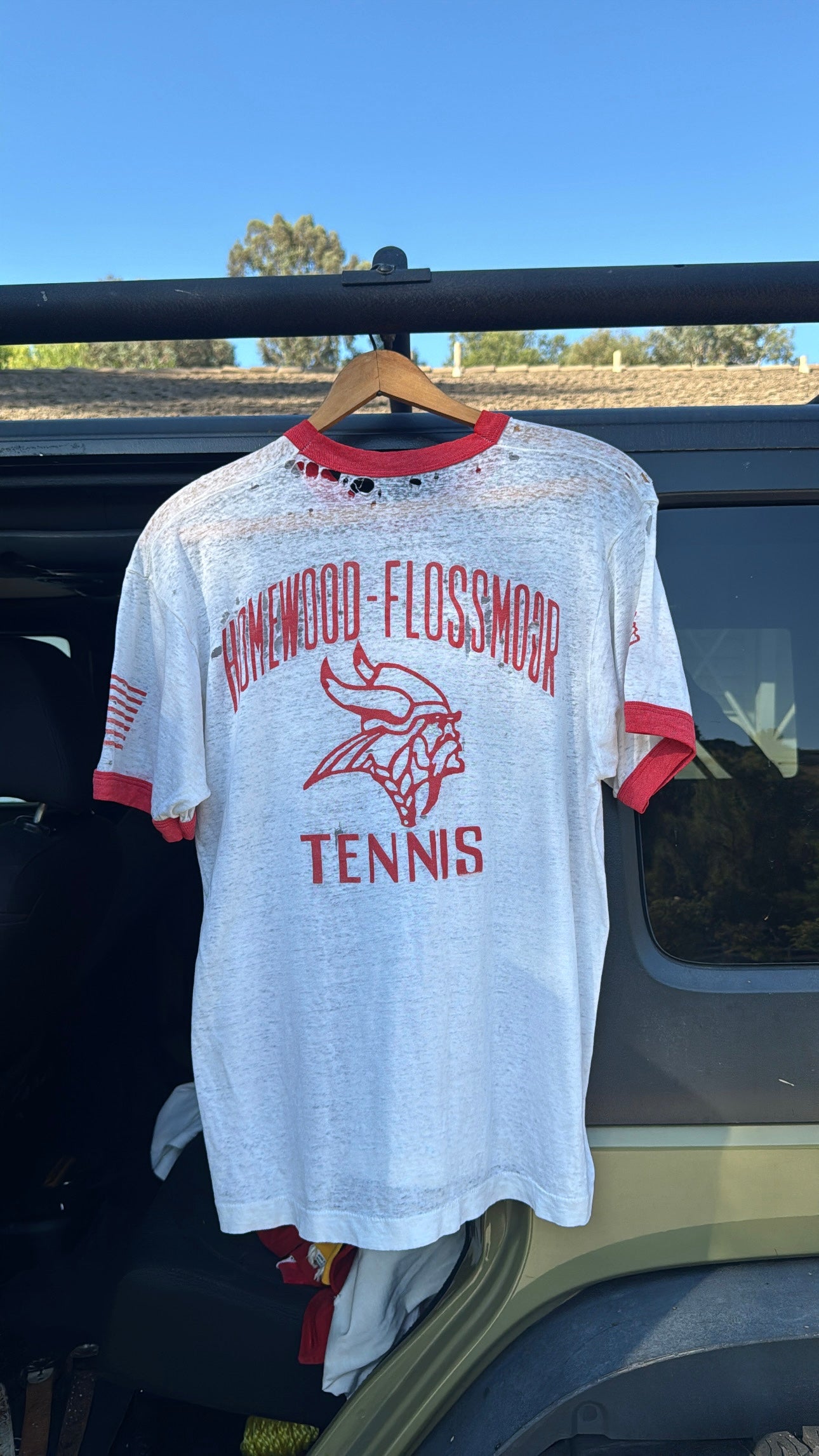 1970s Thrashed Homewood Flossmoor Tennis Ringer Tshirt - Paper Thin