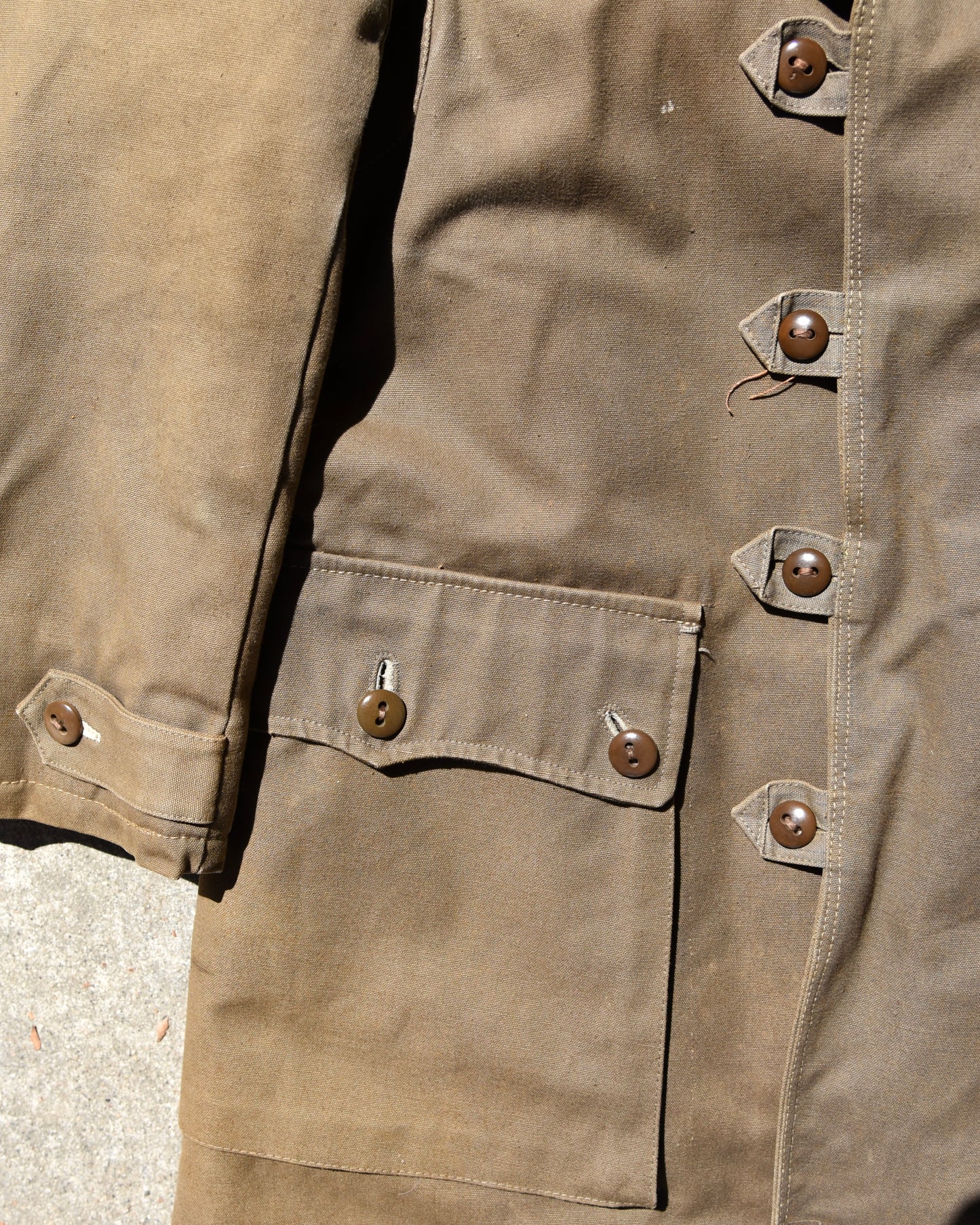 1940s Swedish M1909 Military Sheepskin Lined Heavy Canvas Field Coat Size Large