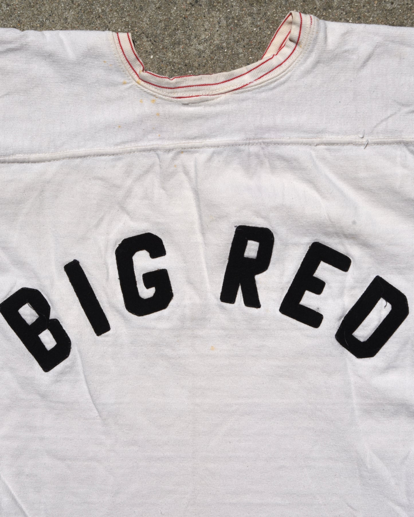 1960s Barons Big Red White Football Jersey Distressed Size Medium