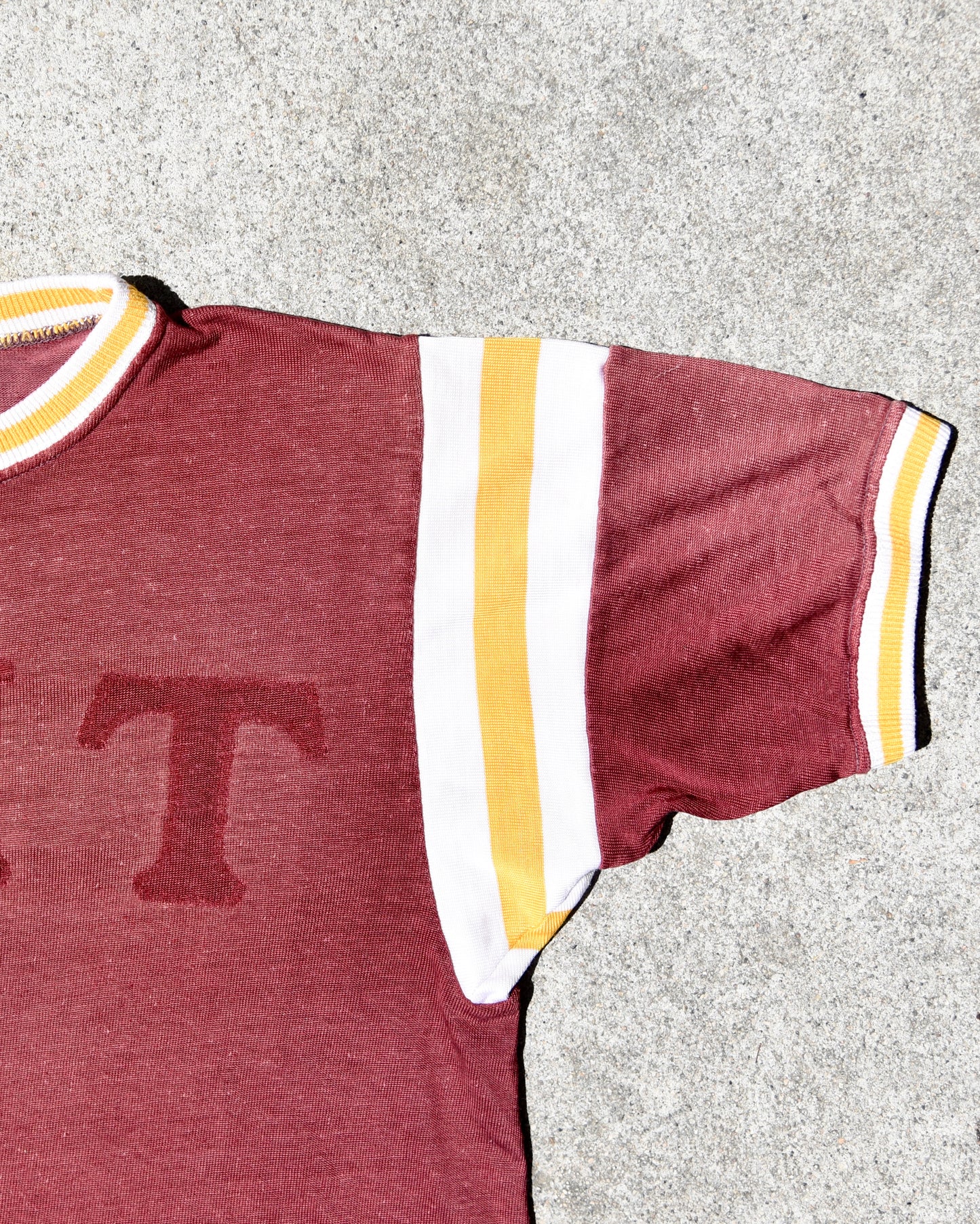 1960s Russell Southern Durene Jersey Fraternity M Sun Faded Ringer