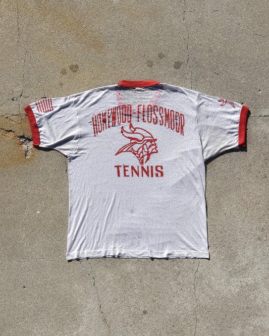 1970s Thrashed Homewood Flossmoor Tennis Ringer Tshirt - Paper Thin