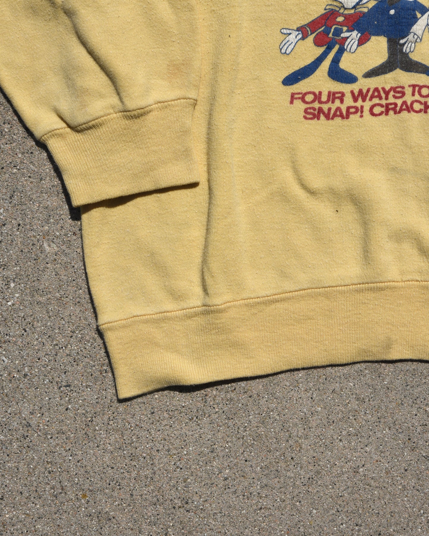 1960s Kelloggs Rice Krispies Snap Crackle Pop Yellow Crewneck Sweatshirt