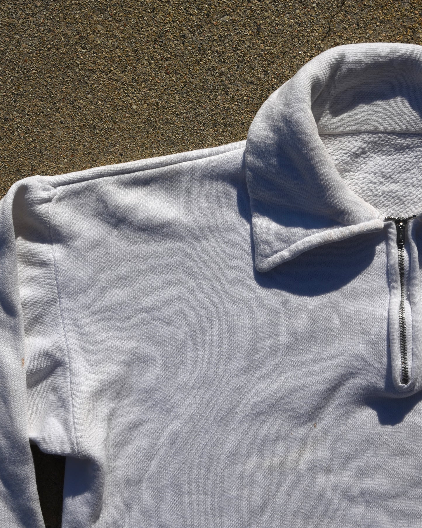 1950s West Beth Collegiate Quarter Zip Sweatshirt White Size Medium