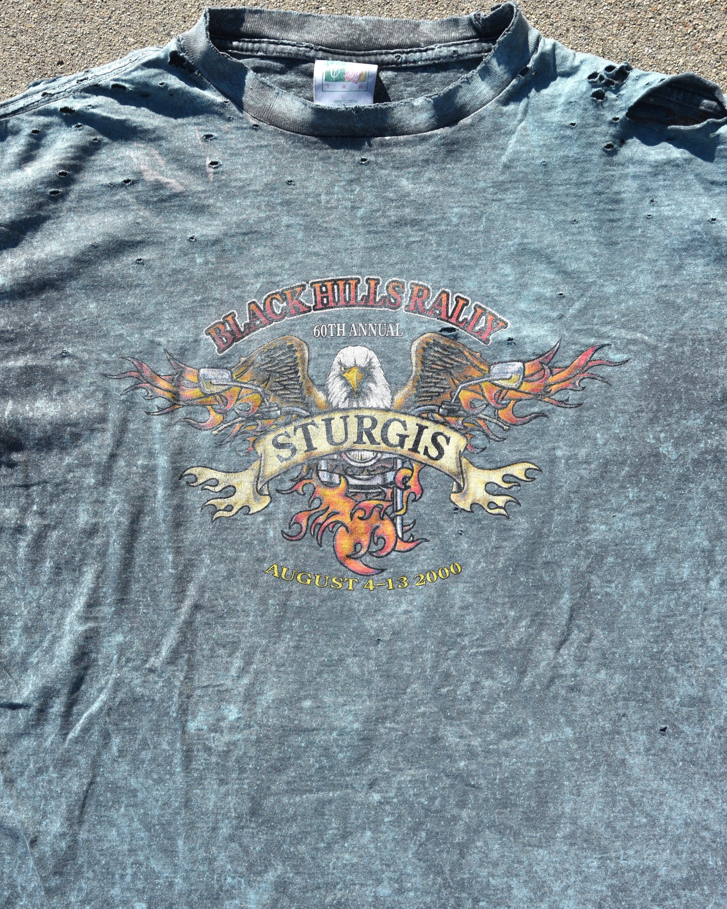 Y2K Thrashed Sturgis Motorcycle Rally Tshirt
