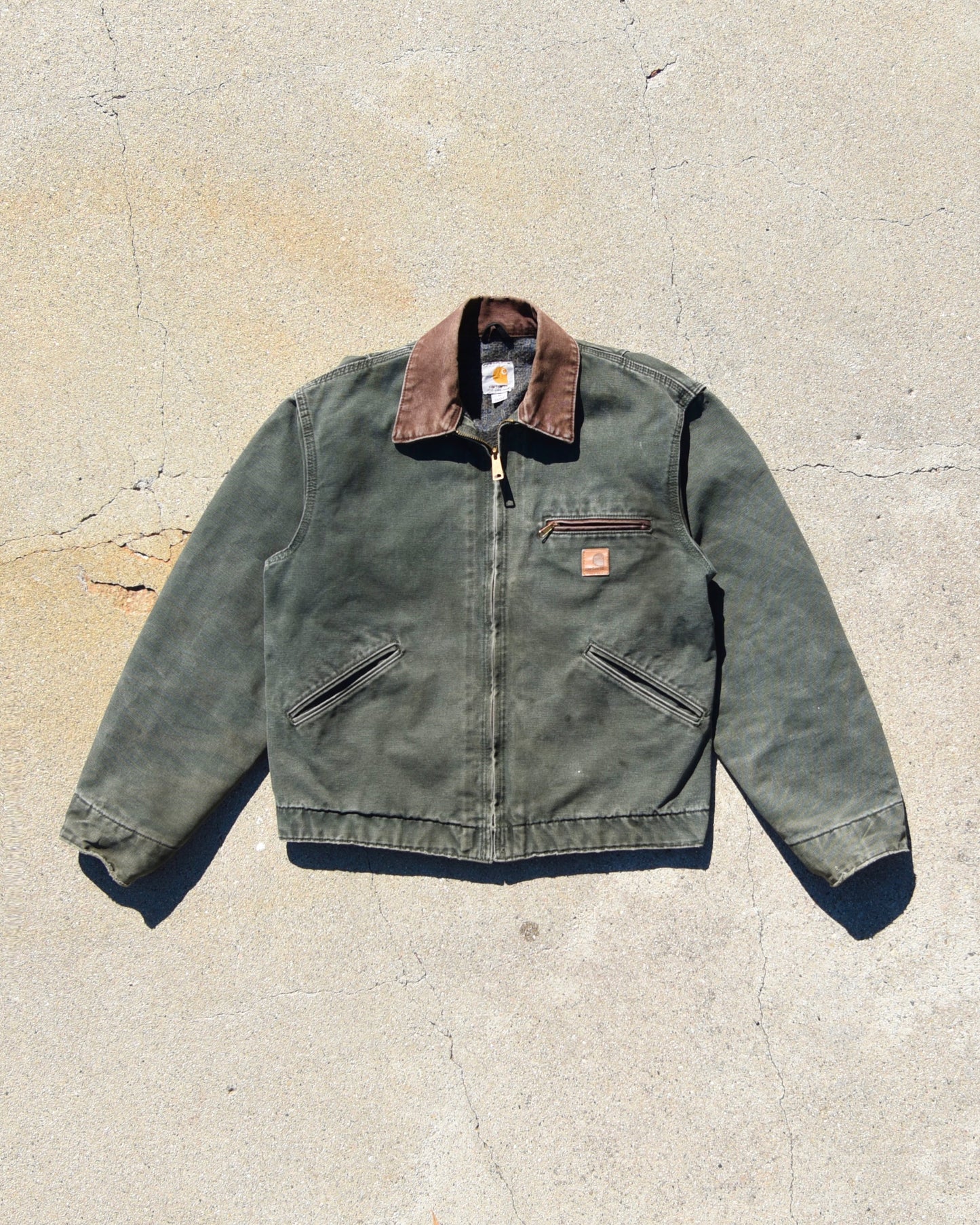 Carhartt Detroit Jacket J97 MOS Moss Green Blanket Lined Medium