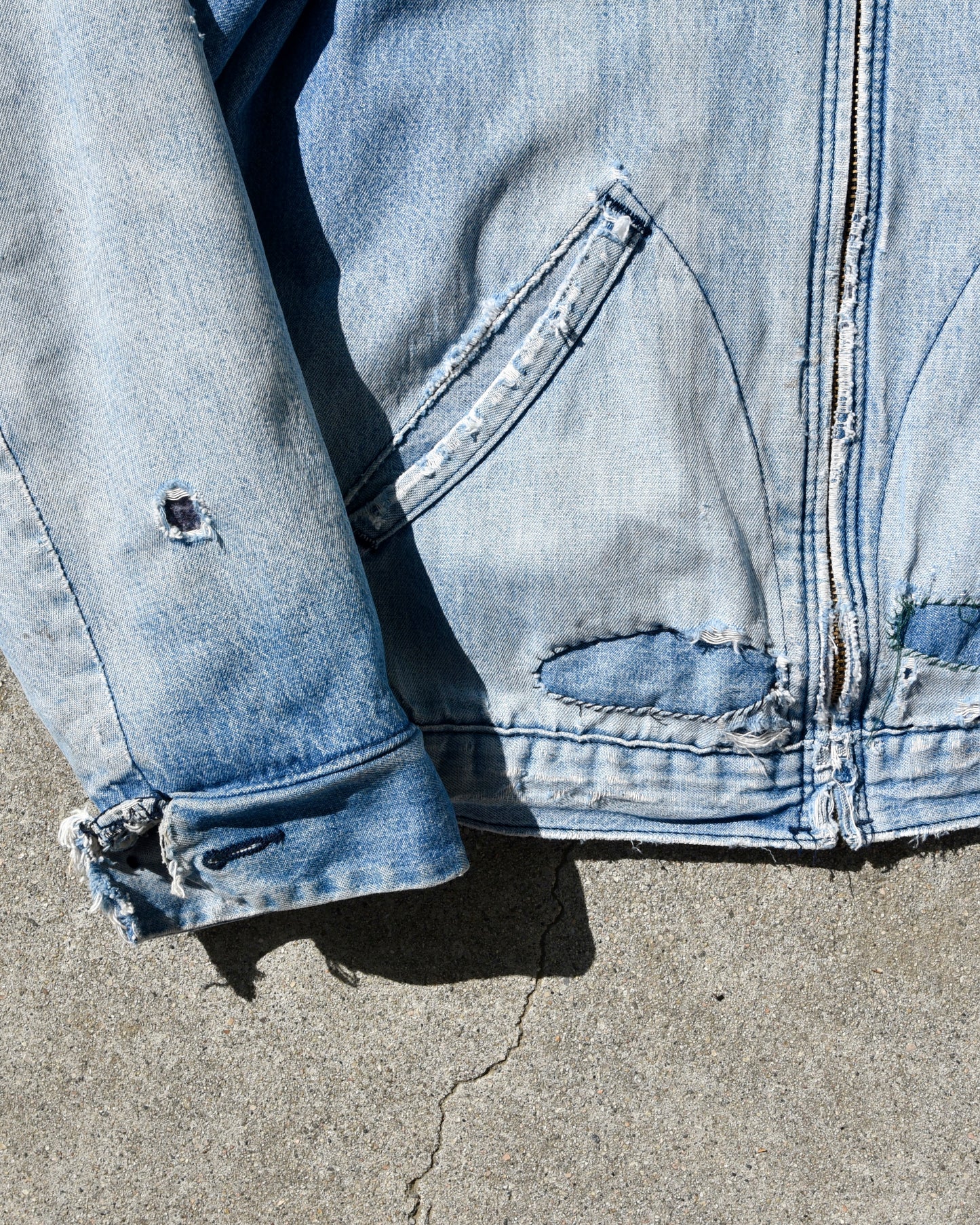 1970s Thrashed and Sun Faded Wrangler Public Center Works Denim Jacket