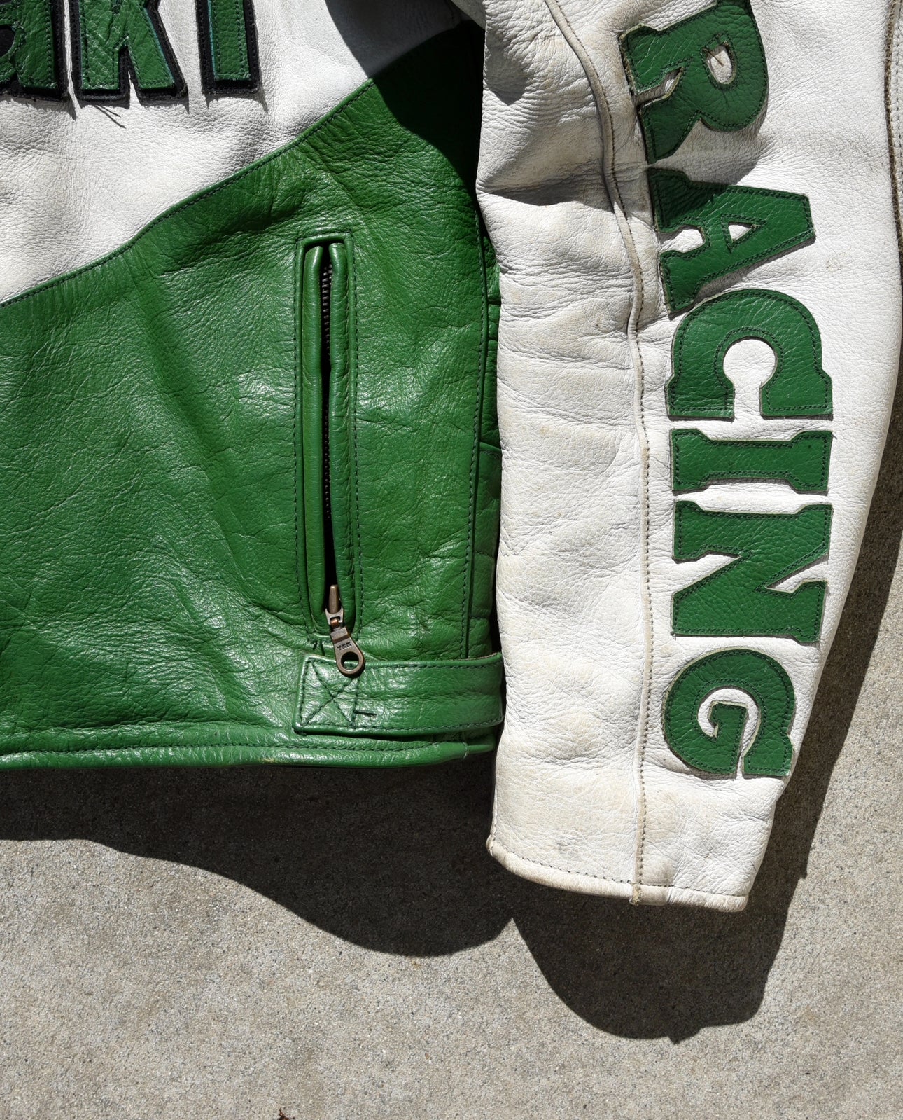 Vintage Kawasaki Motorcycle Racing Padded Leather Jacket