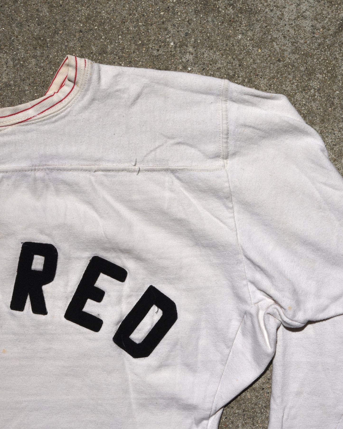 1960s Barons Big Red White Football Jersey Distressed Size Medium