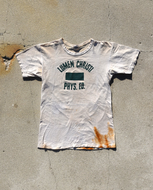 1940s Dix Knit Lumen Christi Phys Ed Tshirt Thrashed