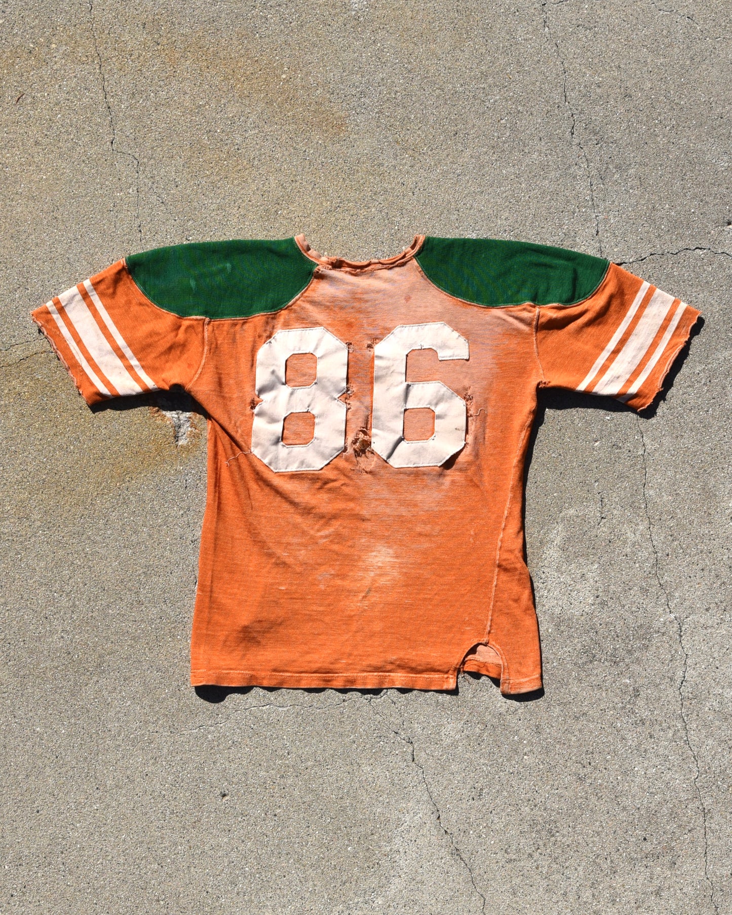1950s Thrashed Sun Faded Rawlings Durene Two Tone Football Jersey