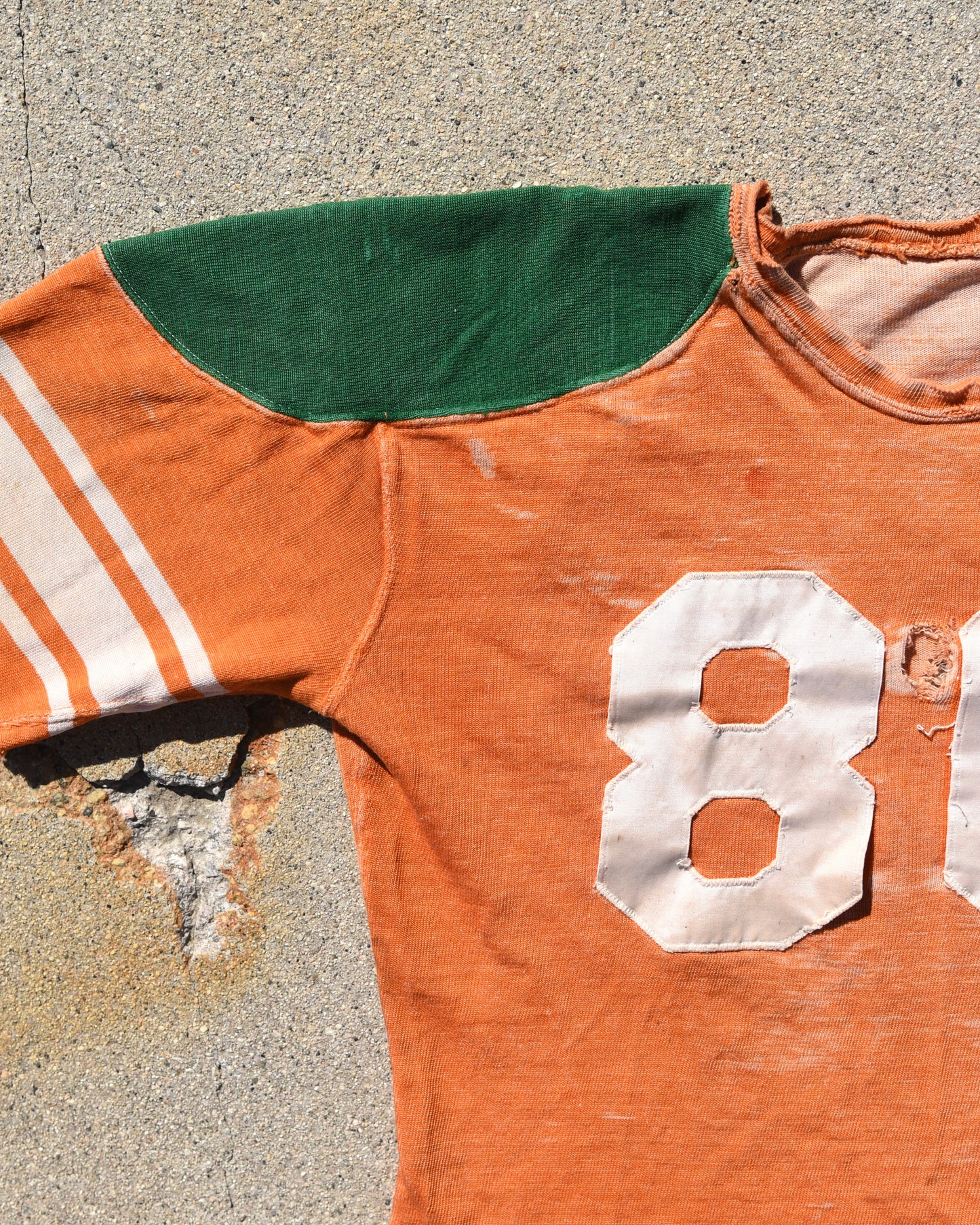 1950s Thrashed Sun Faded Rawlings Durene Two Tone Football Jersey