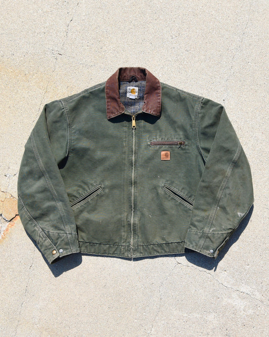 Carhartt Mens J97 Mos Duck Canvas Detroit Jacket Moss Green - Large