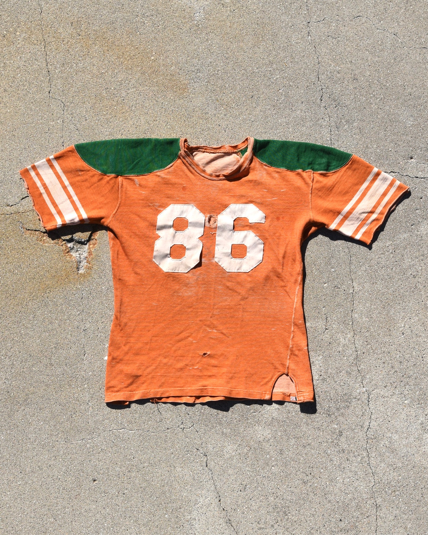 1950s Thrashed Sun Faded Rawlings Durene Two Tone Football Jersey