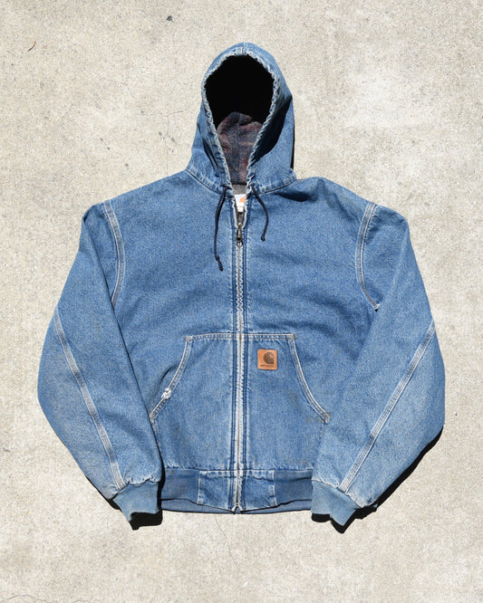 Carhartt J08DST Denim Active Hooded Jacket - Large