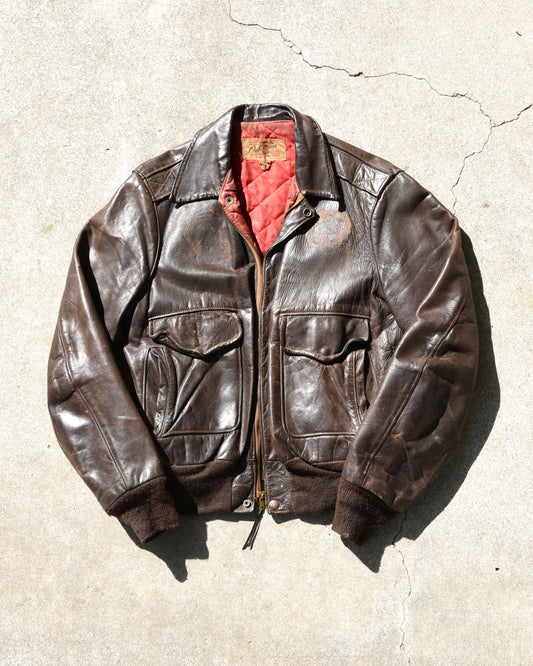 1950s Sears Hercules Horsehide A2 Leather Bomber Jacket