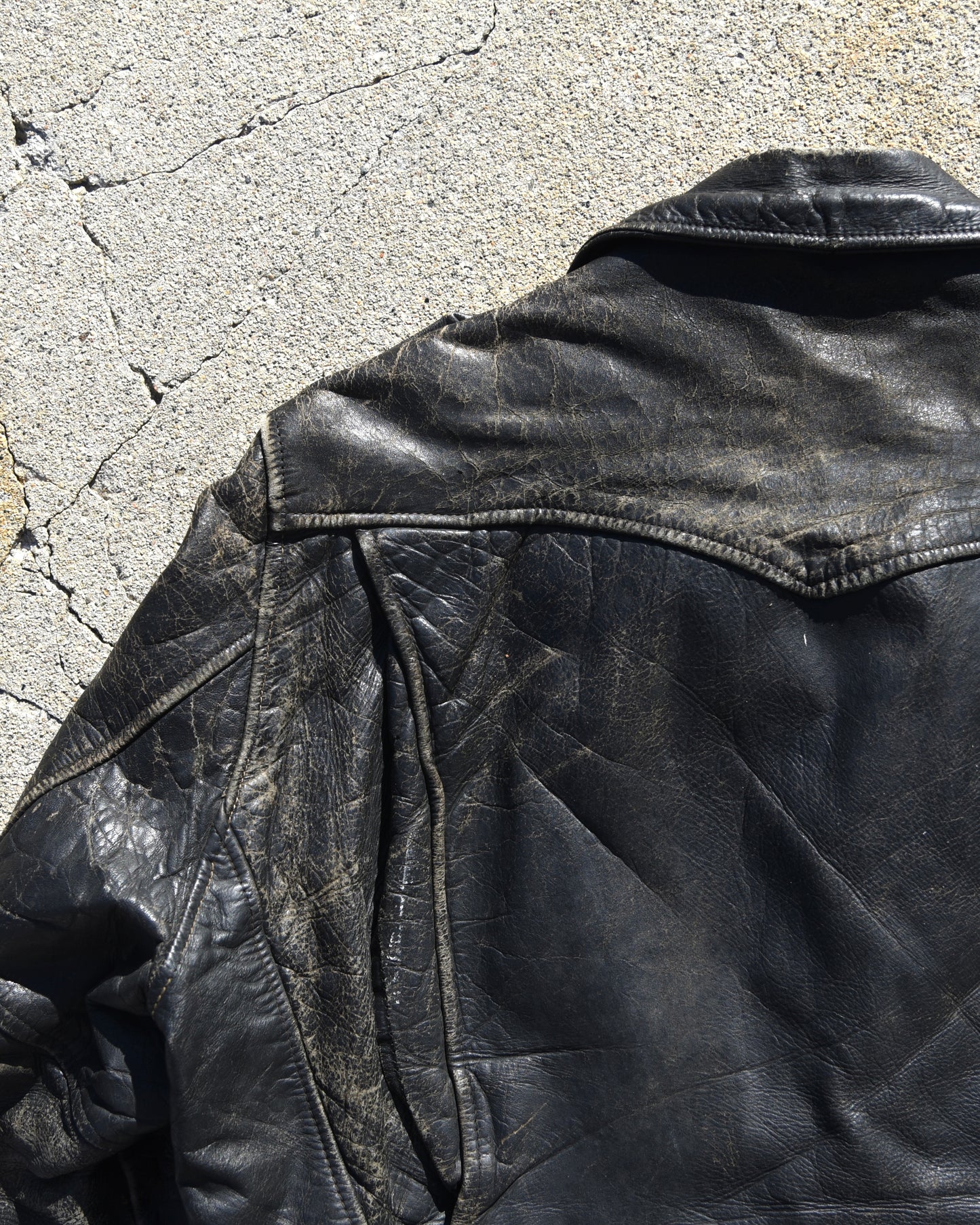 1940s Horsehide Leather Motorcycle Moto Jacket - Thrashed